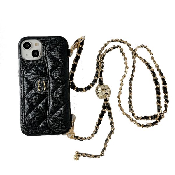 Phone Case iPhone Case For iPhone 16 Pro Max 15 Pro Max 14 ProMax 13 12 15 Plus 16 Plus Case Wallet Card Holder Crossbody Leather Caviar Qui