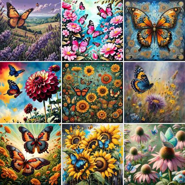 Butterfly Flowers Painting By Numbers Personalized Craft Kit For Adults Wall Art Childs Gift Dropshipping Wholesale 2023 HOTXJ240803