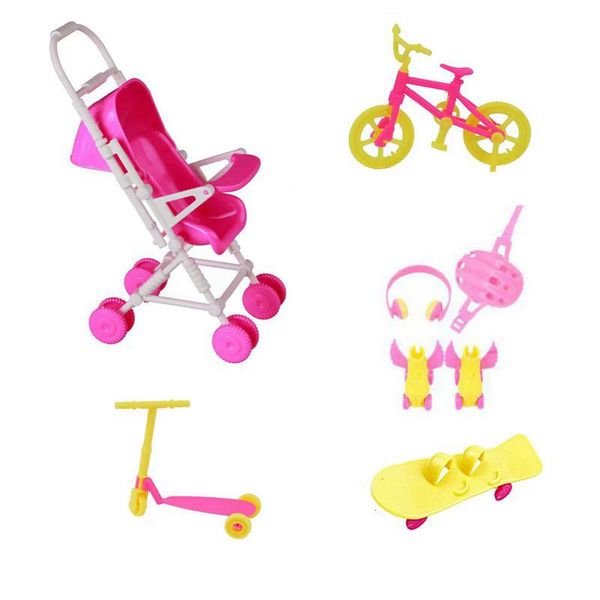 Baby Dolls Game Kawaii Kids Toys 7 Items - Lot Miniature Dollhouse Accessories Stroller For Barbie Families Sport Game Present