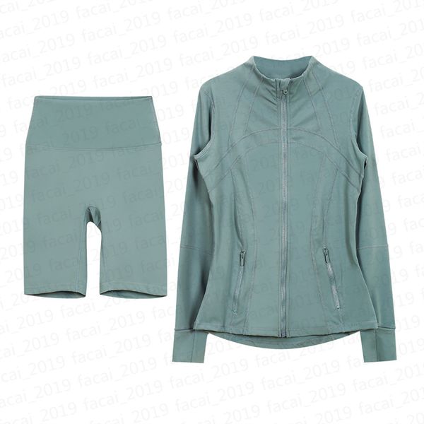 2pcs Women&#039;s Gym Yoga Defined Jackets Spring Hot Tight-fitting Sport Running Gym Yoga Dress Solid Color Cardigan Jacket and pants X8