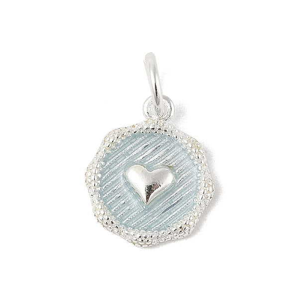 925 dije plano redondo esmaltado en plata de ley con dijes de corazón con anillos de salto y 925 sellos