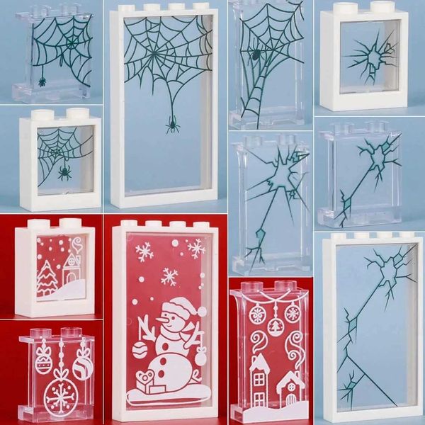 MOC Christmas Window Blocks Blocks Halloween Home Store Transparent Door Bricks Toys KIDS GRESTC250121