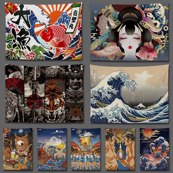 Tapestries Japanese Kylin Beer Hanging Cloth Flag Sushi Restaurant Decoration P o Wall Anime Tapestry Room Home 221006