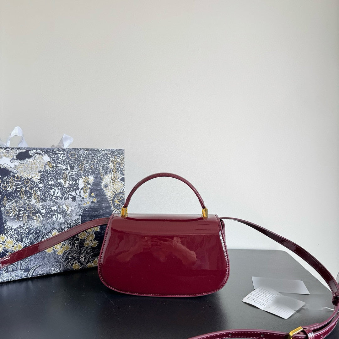 Luxury genuine leather women&#039;s bag 2025 new patent leather handbag shoulder strap messenger bag luxury brand Valentine&#039;s Day gift