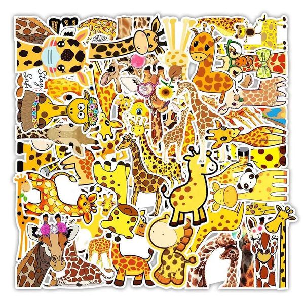 50pcs Cute Cartoon Giraffe PVC Waterproonimal Decorative Sticker Pac For Skateboard Bottle Cup Notebook Lage Laptop