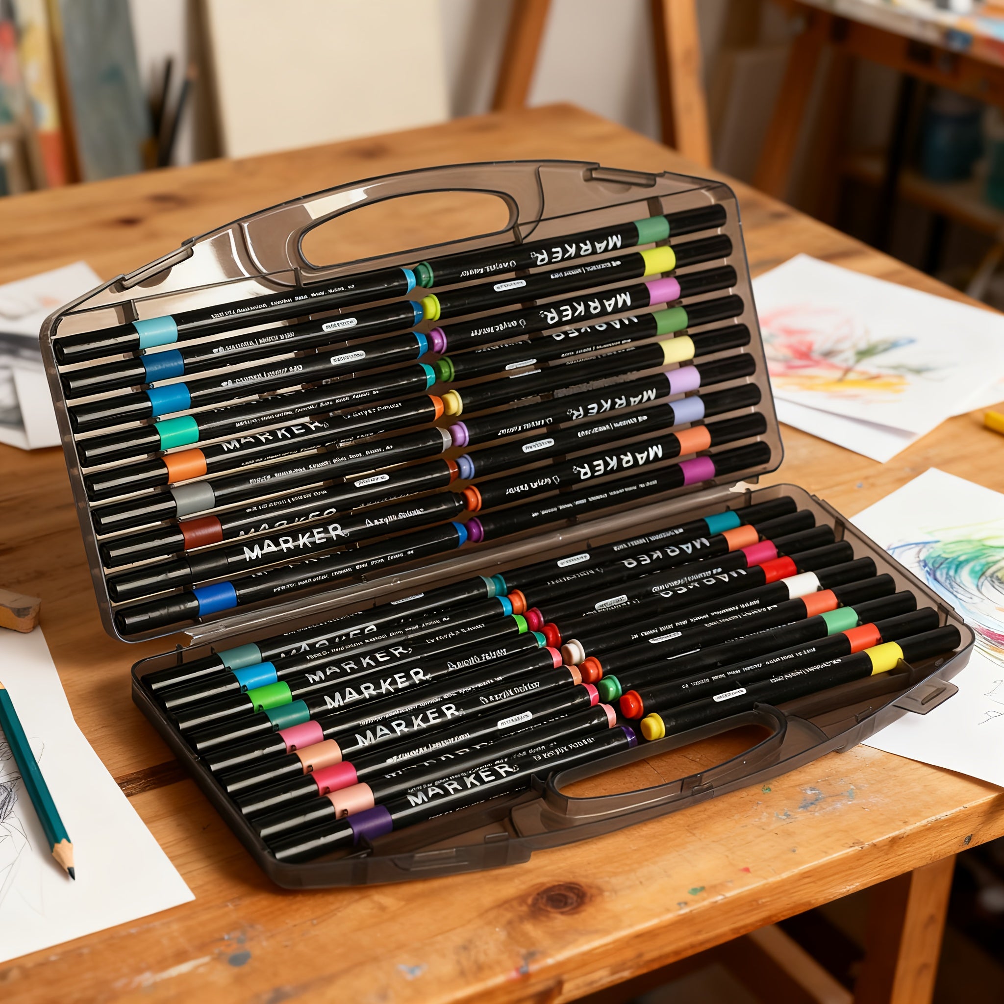 TEMU 80-36 Colors Acrylic Marker Set For Rock, Canvas Ceramic, Wood Artists And Diy Enthusiasts Quick Dry Art Supplies For Illustration, , Design,