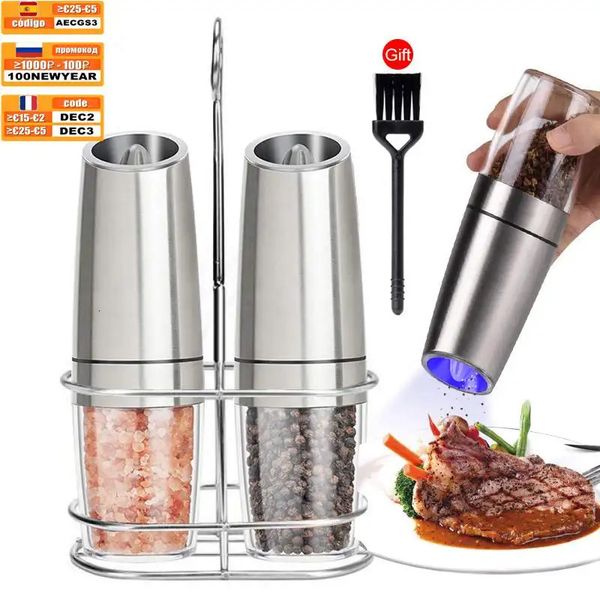 Electric Mill Sets Stainless Steel Kitchen Salt and Spice Adjustable Coarseness Pepper Grinder 240304