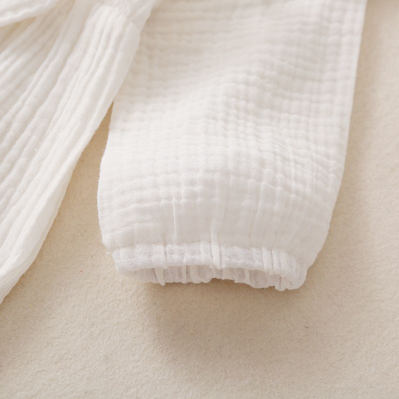 w544 Kids clothes girls boys lace sleeve Bow romper newborn infant Cotton linen Solid color Jumpsuits Spring Autumn baby Climbing clothes