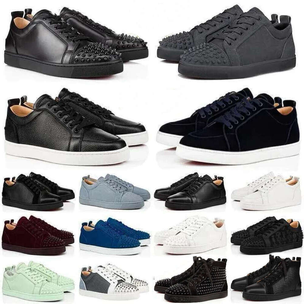 Designer Low Dress Shoes Casual Glitter Grey Rivets Leather Suede Camo Green Men Women Fashion Spikes Office Career Wedding Trainers Sneakers