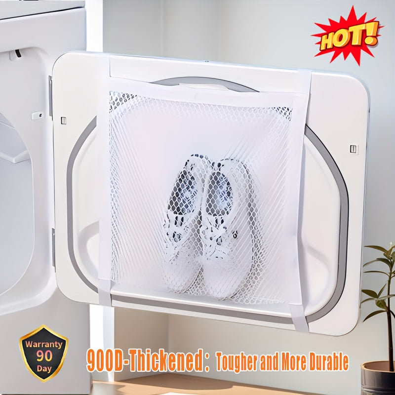 TEMU Sneaker Dryer Bag, Durable Shoe Washing Bag With Zipper & Elastic Straps - Xxl Mesh & Polyester Laundry Bag For Sneakers, Clothes, - Machine