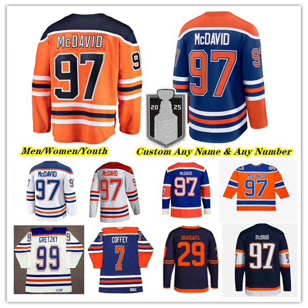 Ice Hockey Jersey Connor McDavid Leon Draisaitl Zach Hyman Ryan Nugent-Hopkins Evan Bouchard Evander Kane Corey Perry Vasily Podkolzin Jake Walman D
