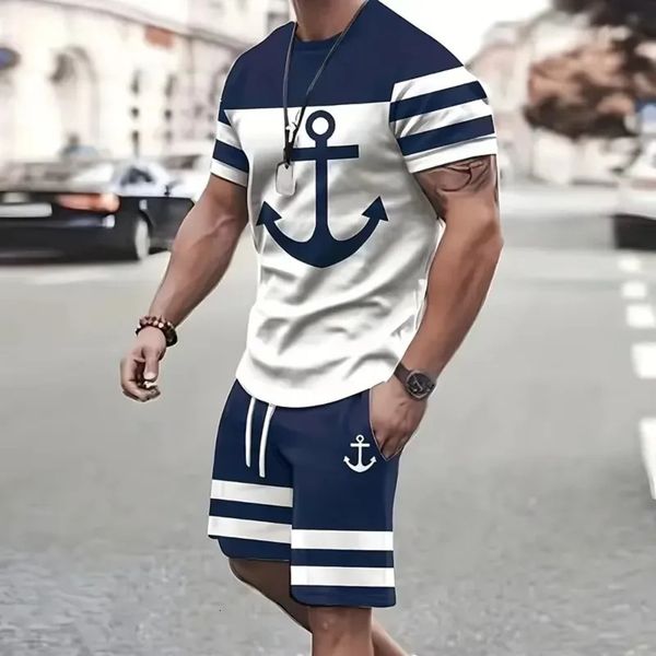 2 peças se adapta ao padrão casual do padrão casual de manga curta e shorts de pista definidos para férias de fitness de fitness 250110