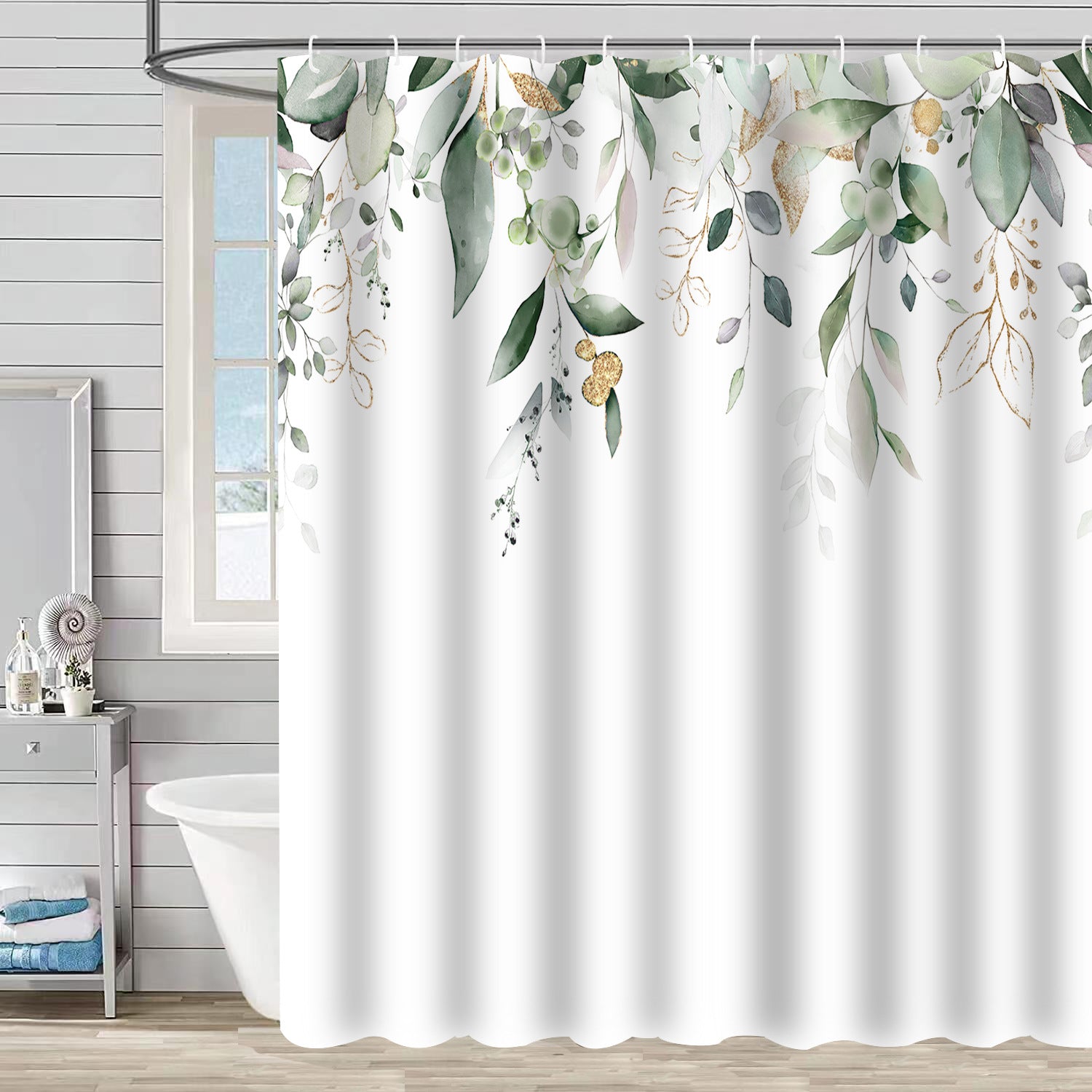 YL-37155 digital shower curtain cross-border plant flower waterproof polyester bathroom four-piece set dry and wet separation moisture-proof