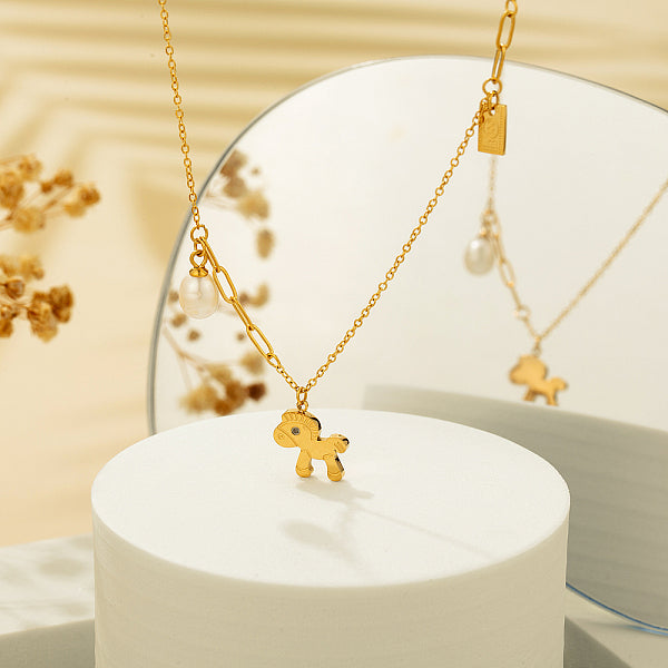 Collares con colgante de caballo de acero inoxidable 304 para mujer
