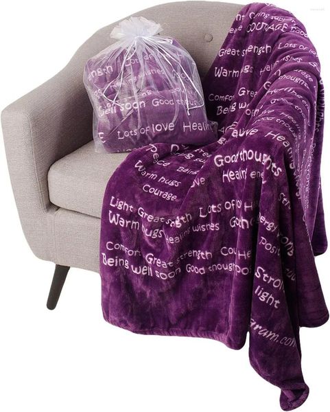 Blankets Heag Thoughts Throw Blanket Comfort Gifts Spread Positive Energy Send Hugs with Inspirational 50 x60 (purple)