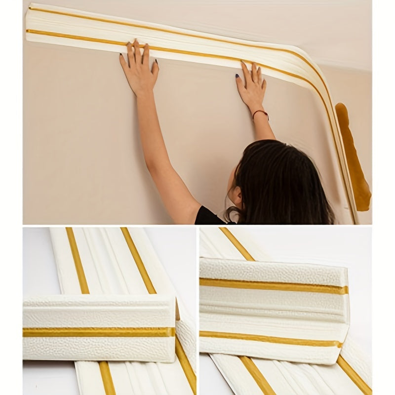 TEMU 2. Wallpaper Strip, Self-adhesive Waterproof Corner Trim, Inner Outer Skirting Line, Ceiling & Wall Background Decoration, Easy To Apply