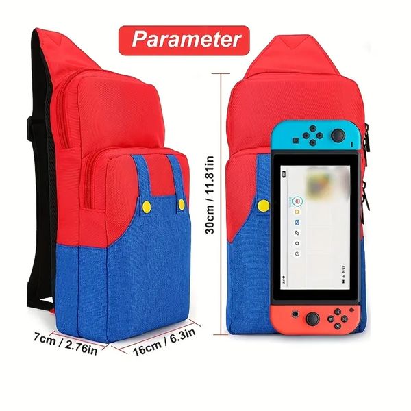 Cute Travel Bag For Nintendo Switch-Lite-OLED-Steam Deck, Portable Waterproof Backpack Carrying Crossbody Shoulder Chest Gaming Bag Case For