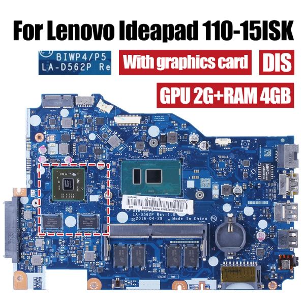For Lenovo Ideapad 110-15ISK Laptop Motherboard LA-D562P 5B20L8290211 5B20M8165911 Pentium i3i5i7 6th Gen Notebook Mainboard