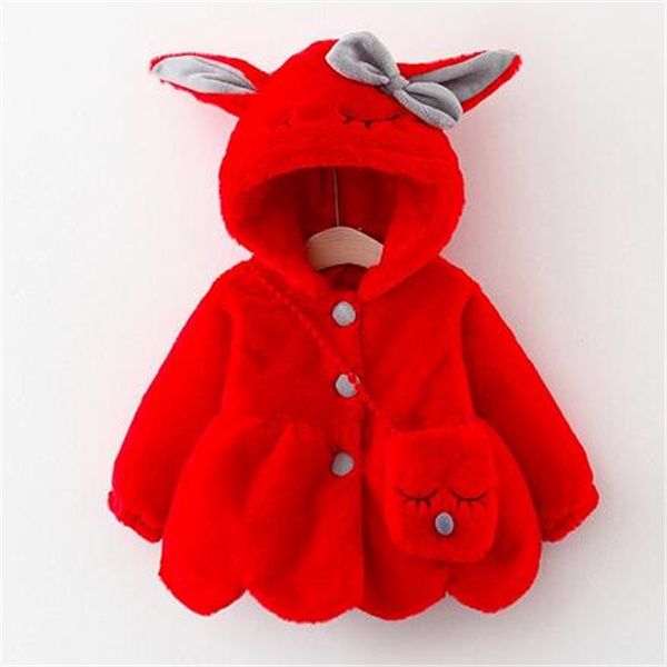 Hooded Jackets Cute Rabbit Plush Infant Coat Easter Gift Christmas Outerwear Birthday Party Baby Girl Clothes 1732