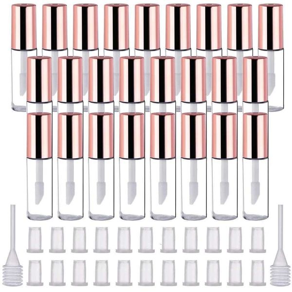 34Pcs 1.2Ml Mini Refillable Lip Gloss Tubes Containers With Rubber Inserts For Travel Split Charging DIY Cosmetic Wholesale