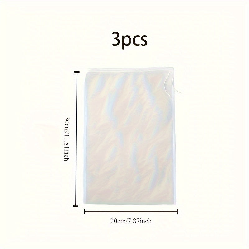 TEMU 3pcs Reusable Nylon Mesh Filter Bags - Filtration, Drawstring Closure, Durable & Elegant Design For Kitchen Use - Coffee, Tea, Soy Milk, Beer,
