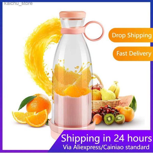 Juicers Rechargeable mixer fresh fruit juice maker blue-pink USB portable juice bottle mini fast electric mixer smoothie ice maker Y240418