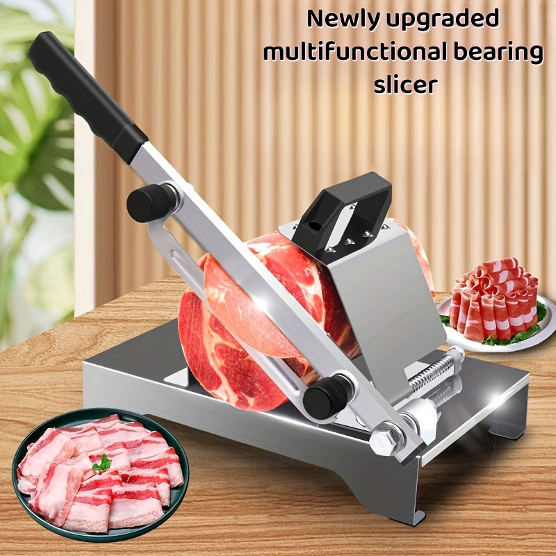 TEMU Stainless Steel Manual Meat Slicer – Integrated Molding Design For Beef, Rolls, Potatoes & Vegetables – Multi-functional Kitchen Tool With