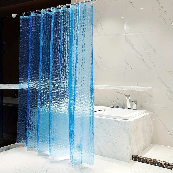 1 piece of 3D pebble pattern waterproof shower curtain -72x72 inch blue shower lining used for bathroom decoration and home accessories 2409