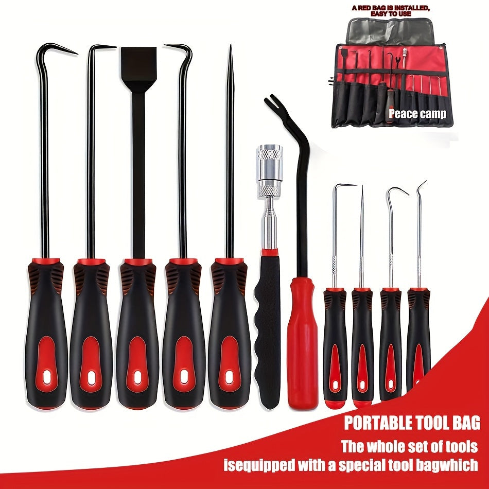 TEMU 1set, Steel Precision Pick & Hook Set With Scraper And Magnetic Telescoping Tool Kit For Remove Automotive Electronics Maintenance Hoses Gasket
