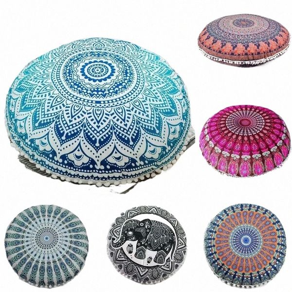 43x43cm Round Cushion Cover Thicken Round Linen Office Chair Cushion Cover Tatami Meditation Cushion Sofa Pillowcase Home Decor z4u9#