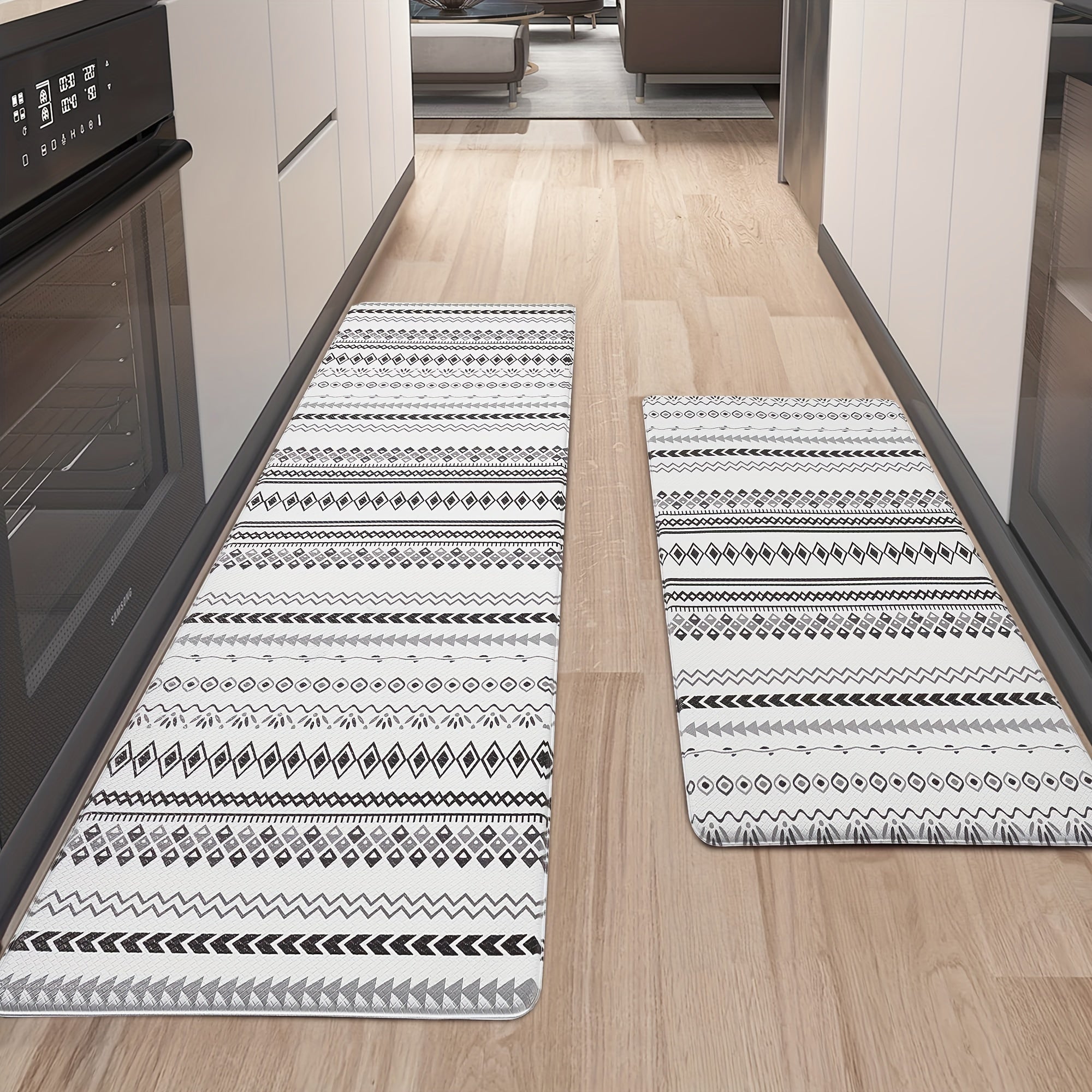 TEMU Kitchen Mat, 2pcs Set, 1-2 Inch Thick Cushioned Kitchen Rug, Standing Mat, Kitchen Floor Mat & Washable For Home, 17.3"x28"+17.3"x47.2"