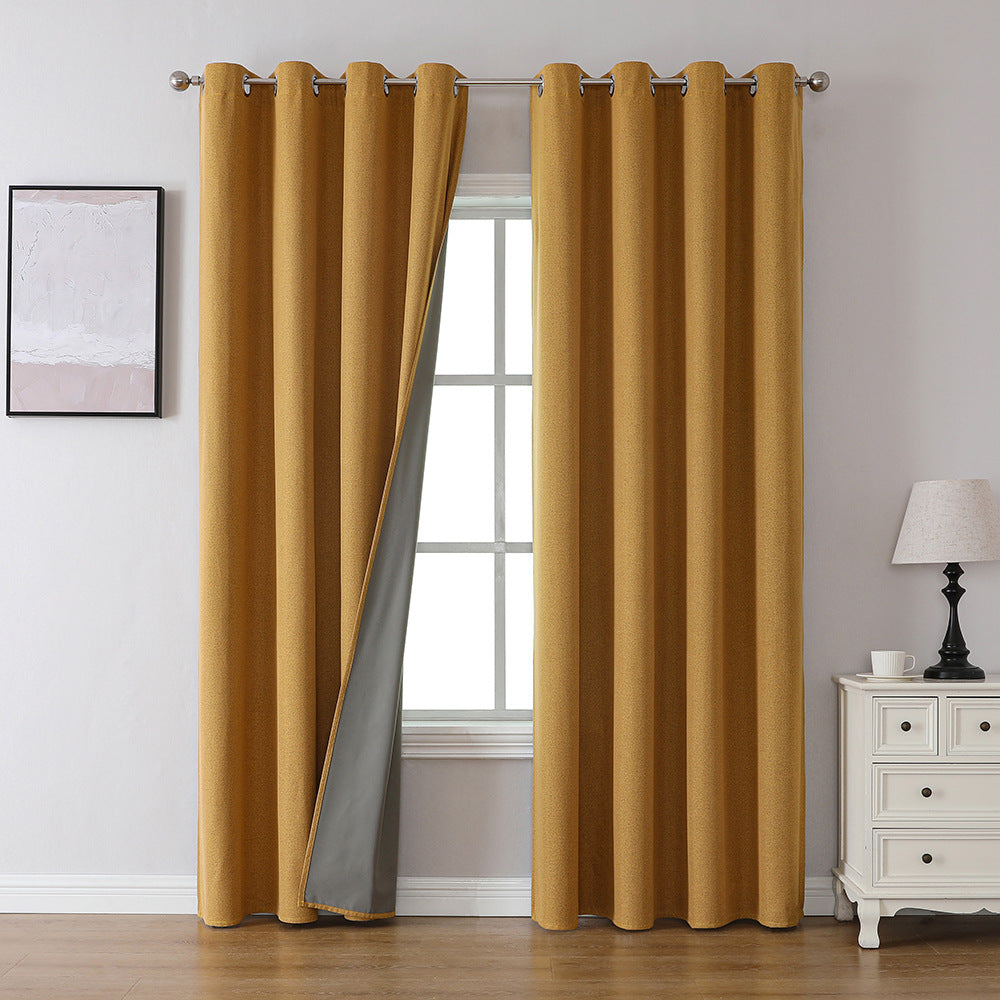 YL-36904 finished curtain blackout bedroom living room balcony sun protection heat insulation gray simple hook type high precision curtain wholesale