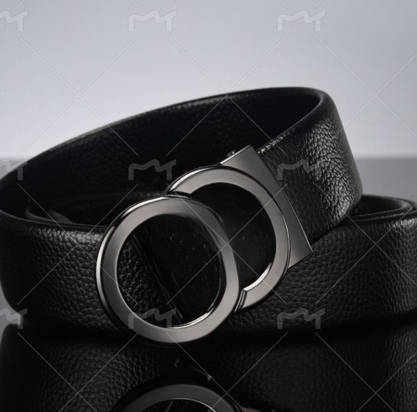 Men&#039;s leather belt, leather automatic buckle belt, high-quality letter Korean version, casual trend, youth business cowhide pants belt,
