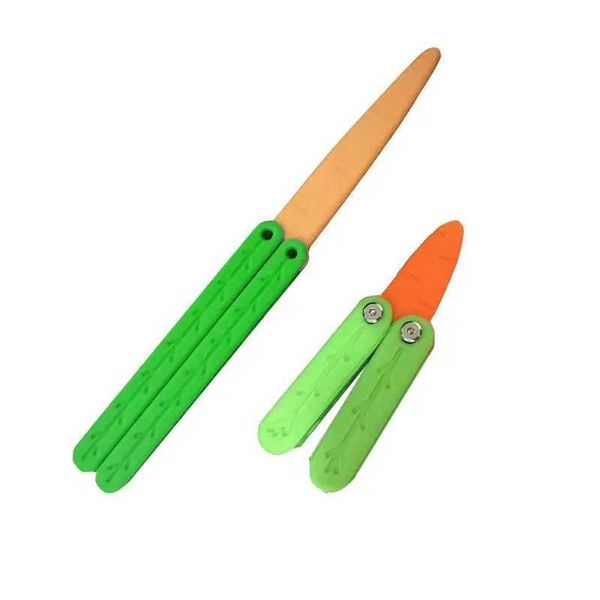 3D Carrot Butterfly Knives Cartoon Carrot Design Gravity Swing Toy Training Butterfly Knives Flat Replace Toy Halloween Gift X241217