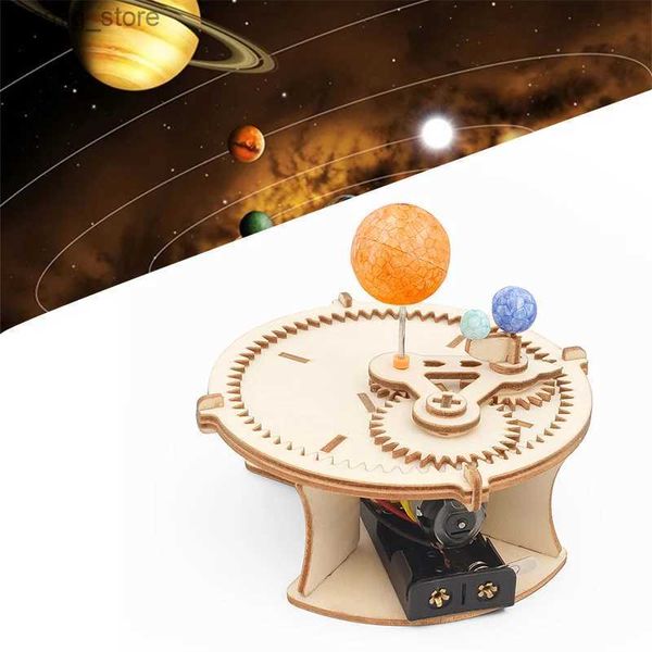 3D Puzzles Solar System Astronomy Sun Earth Moon Planet Model DIY Wooden Puzzle Mechanical Kit Science Stem Educational Toys for Children Y2