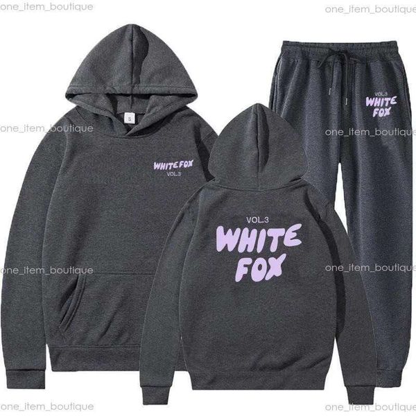 Designer de capuz raposa branco White Capuz Set Sports Sports Sports Sporti