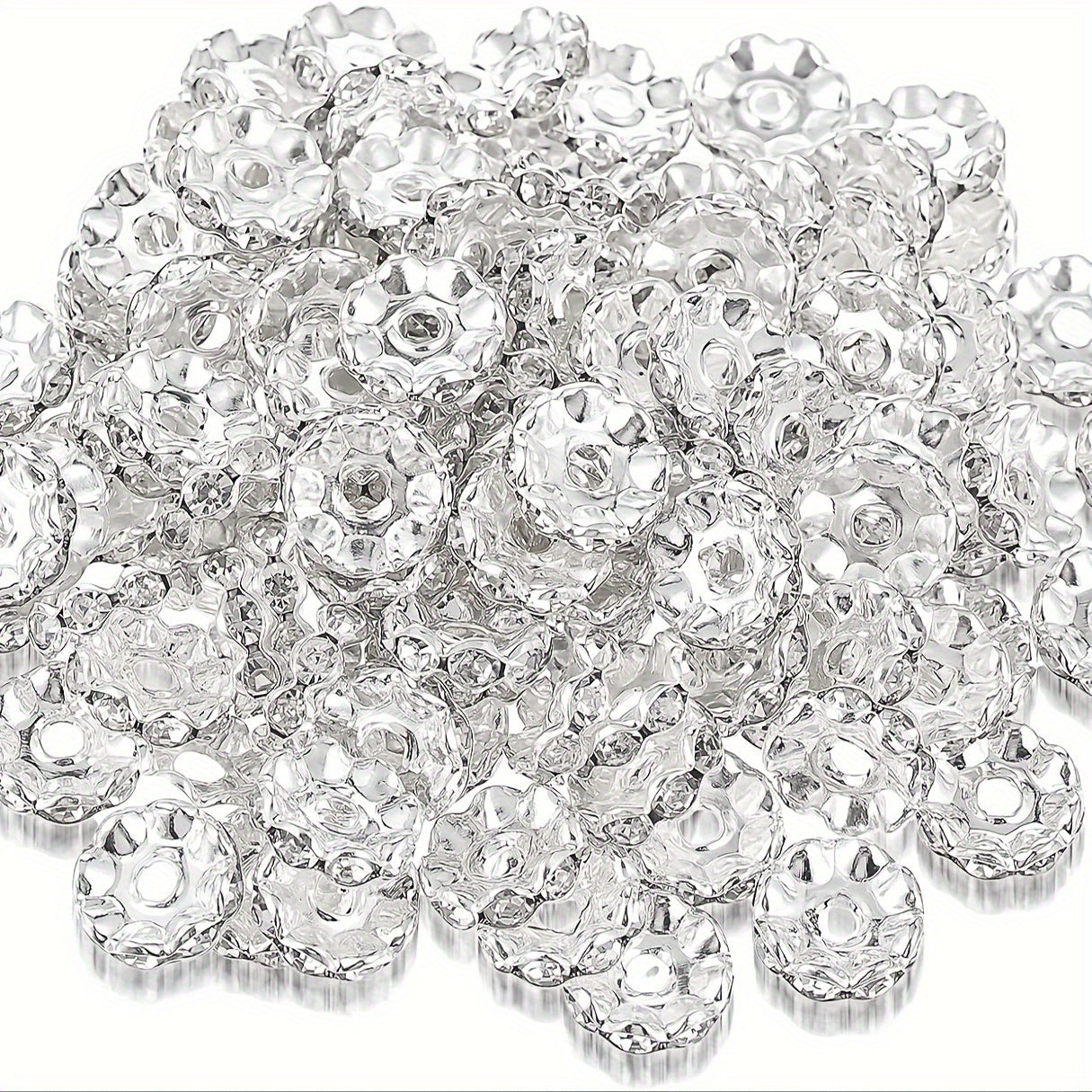 TEMU 100pcs 12mm Beads For Jewelry Making For Pens Rondelle Beads Silvery White Beadable Pens Beads Rondelle Beads