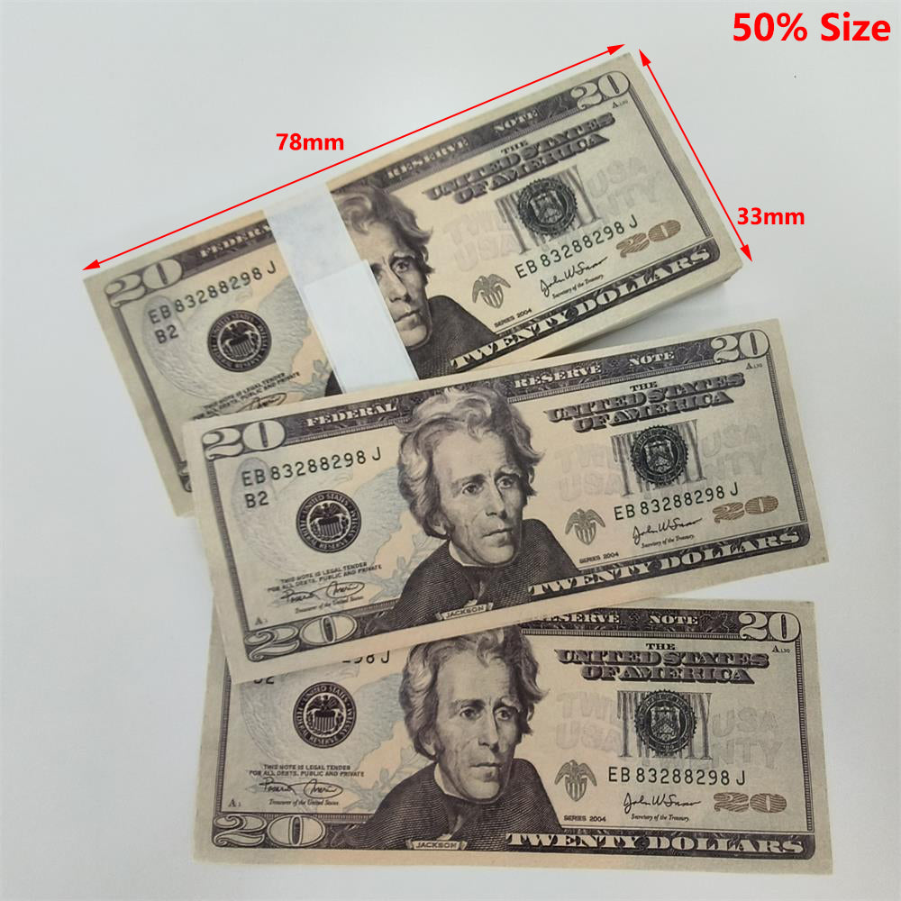 3A Quality Wholesales Prop Money USA Dollars Paper Party Supplies Fake Money UK Euro CAD Banknote 1 5 10 20 50 100 Dollar Currency For Teaching 78*3