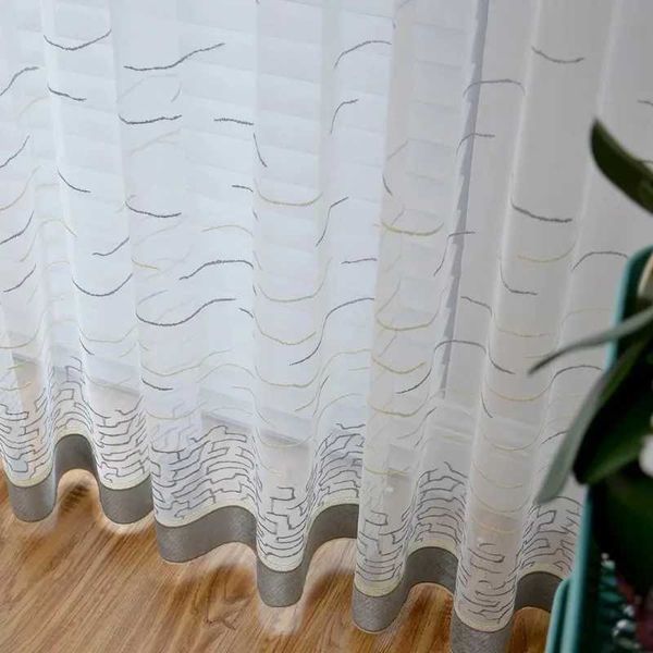 Curtain Modern Simple Light and Luxurious Mountain Flowing Velvet Embroidered Gauze Curtain Curtains for Living Dining Room Bedroom R240808