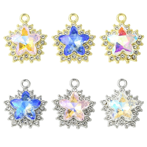 6 pièces en alliage de placage de support de 6 couleurs avec pendentifs en strass