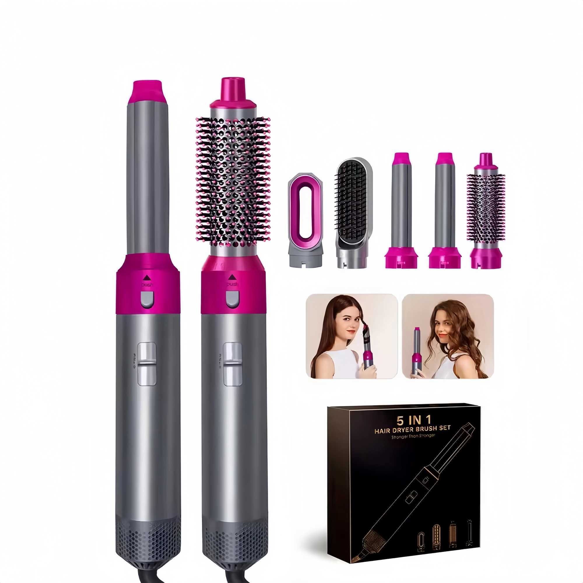 5-in-1 hair dryer high-speed hair dryer straightener curling iron hot air brush ion detachable hair dryer W241025