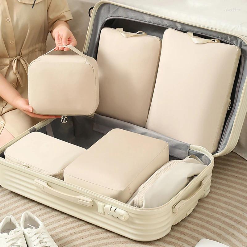 Storage Bags 6Pcs Travel Portable Clothes Compressed Packing Cubes Suitcase Bag Classified Cloth Lightweight Lage