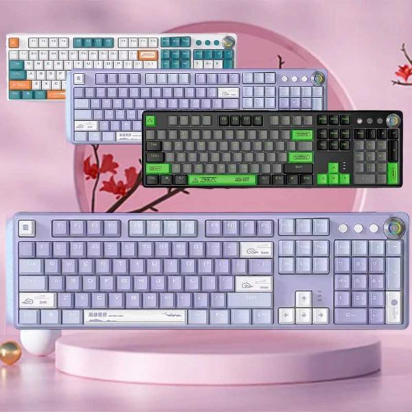 Keyboards AULA F2088 Pro Mechanical Keyboard Wired Multifunctional Knob RGB Backlit ABS Esports Office Laptop Gamer PC Gaming Keyboard y2409