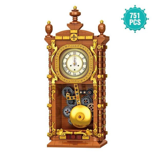 751PCS Classic Retro Series Swing Clock Building Blocks With Pendulum Construction Brick Set Gift for Kids AdultC250102