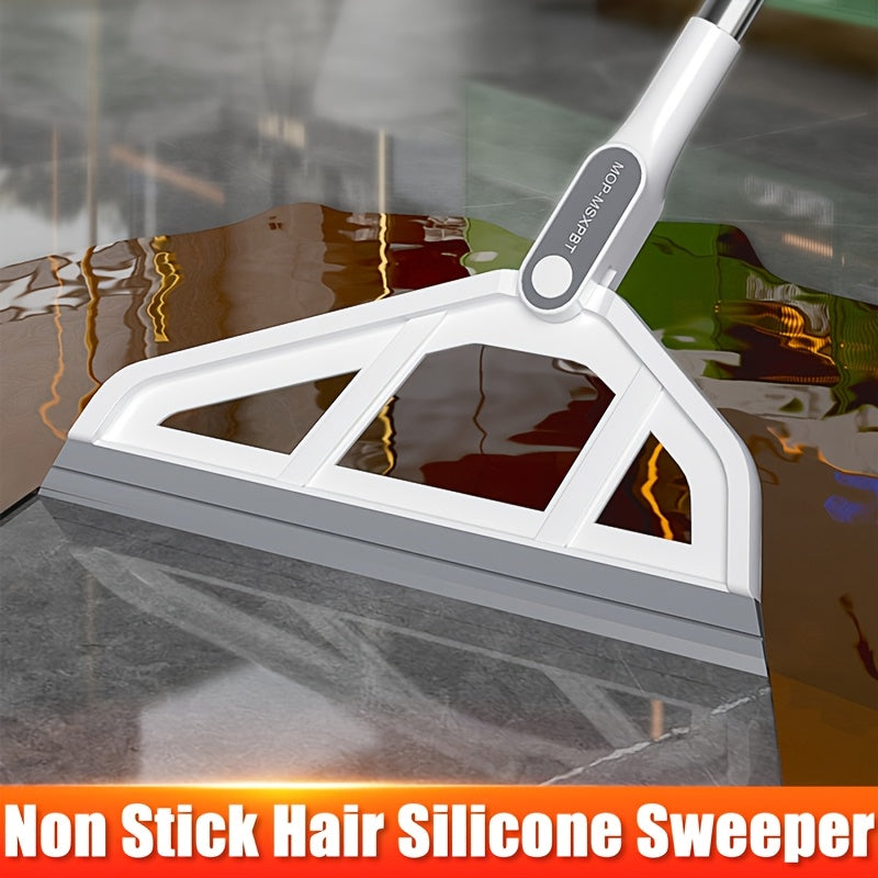TEMU Magic Broom With Silicone Bristles & Rubber Scraper - Pet Hair Remover, Wet-dry For Smooth Floors, Glass, Concrete, Garage, Deck - Heavy-duty