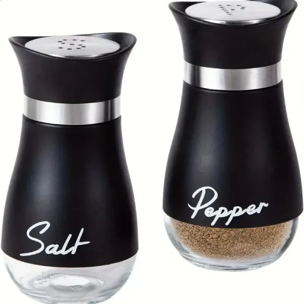 2 pcs Refillable Salt Pepper Shakers Set Spice Bottles Container for Home Restaurant and Picnic - 3.4oz Kitchen