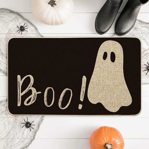 Carpet Halloween Ghost Boo Door Mat Seasonal Fall Holiday Carpets Decor Bathroom Toilet Floor Mat Balcony Hallway Entrance Non-slip Rug Z241