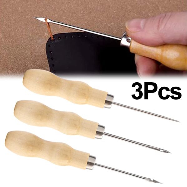 1-3Pcs Canvas Leather Sewing Awl DIY Handmade Stitch Leather Sewing Needle Shoe Leather Repair Crochet Tools Punching Gadget