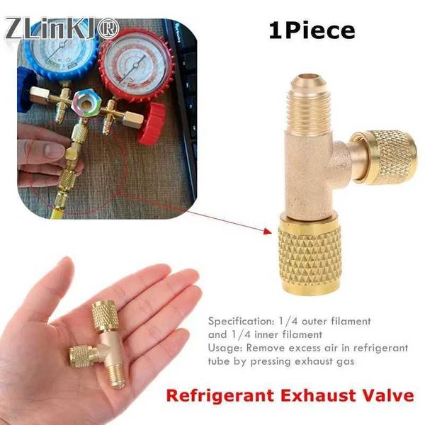 Brass Material Refrigerant Exhaust Valve Quick Air Exclusion Valve Release Gauge Pressure Valve Fitting Copper AdapterC241218