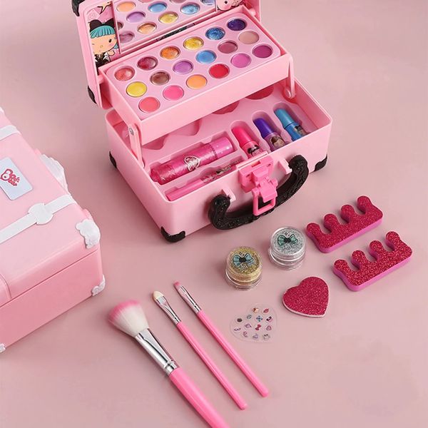 Kids Makeup Kit Girls Real Makeup Kit Safe Non Toxic Princess Play Makeup Set Pretend Play Make Up Children Toys Gifts 250109